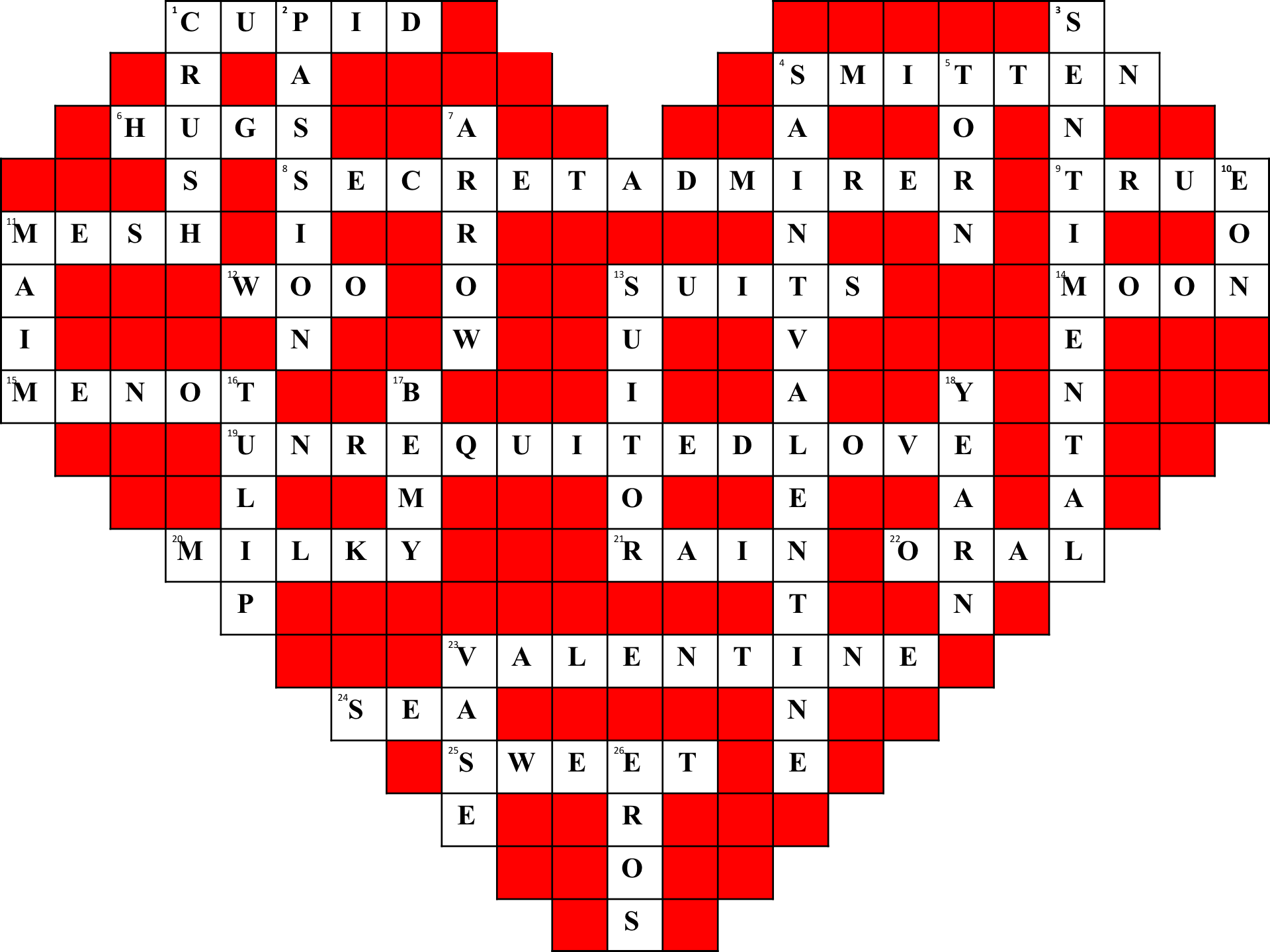 Valentine s Day Crossword Answers The Pioneer